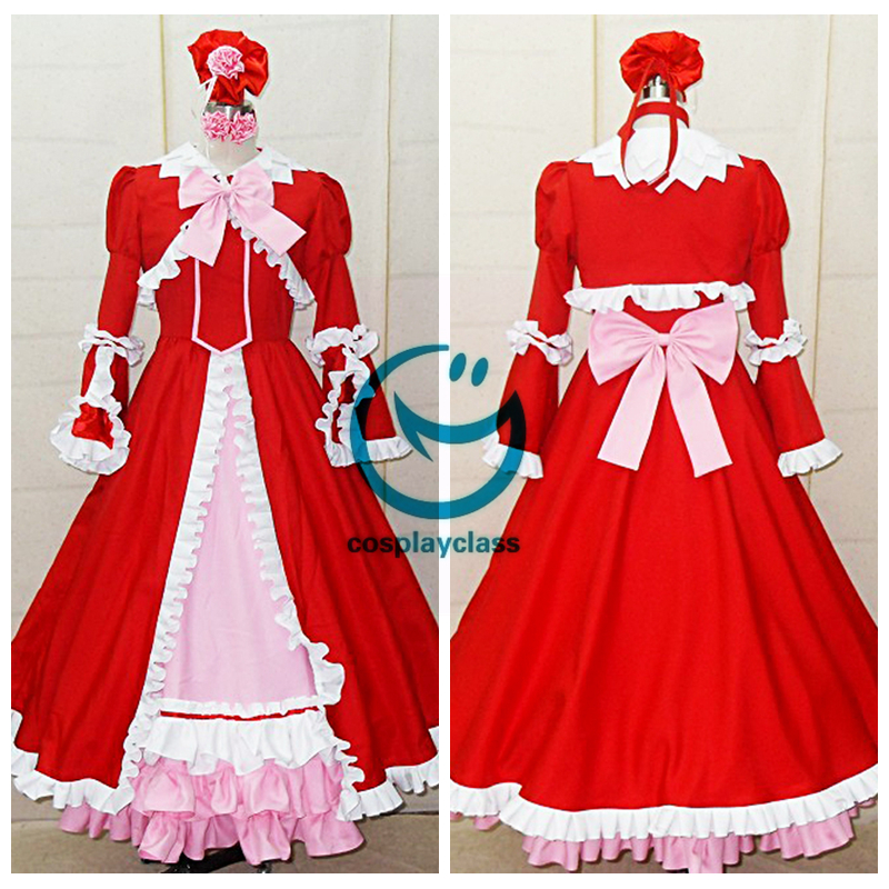 Black Butler Kuroshitsuji Elizabeth·Midford Liz Red Lolita Long Dress ...