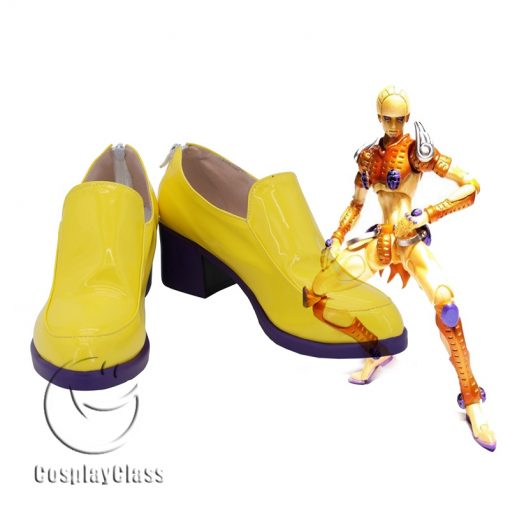 JoJo`s Bizarre Adventure Golden Wind Gold Experience Yellow Cosplay Shoes